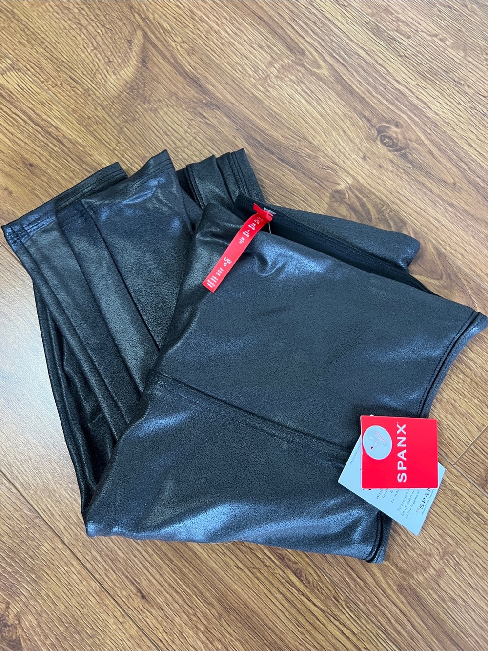 SPANX Black High-Shine Faux Leather Leggings